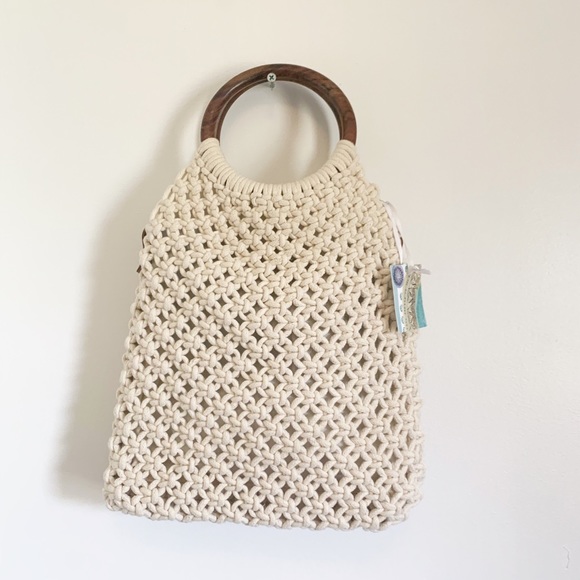 Sigrid Olsen Handbags - Sigrid Olsen cream basket weave handbag